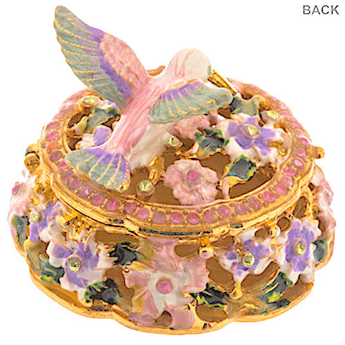 Hummingbird Gold Jewelry Box Ring Rhinestones Coconut Grove Galleria