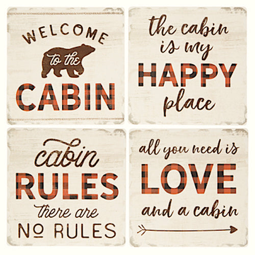 Welcome to the Cabin Stone Coasters Set of 4 Assorted