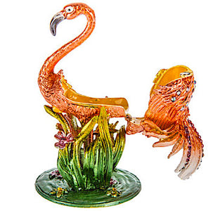 Pink Flamingo Jewelry Box Ring Holder Rhinestones