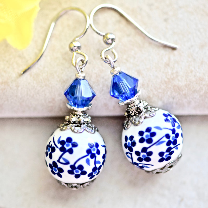 Blue and white porcelain on sale earrings