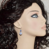 Sapphire Blue Flower White Porcelain Bead Swarovski Crystal Silver Drop Earrings