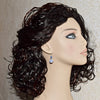 Sapphire Blue Flower White Porcelain Bead Swarovski Crystal Silver Drop Earrings