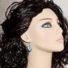 Turquoise Blue Heart Crystal Silver Earrings