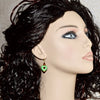 Green Gemstone Hearts Crystals Gold Earrings