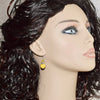 Yellow Brown Round Stone Crystal Silver Earrings