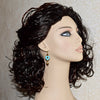 Turquoise Blue Stone Heart Crystal Gold Bronze Earrings