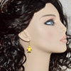 Yellow Sea Turtle Stone Crystal Gold Earrings