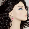 Pink Stone Heart Crystal Silver Earrings