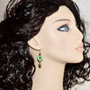 Green Stone Heart Crystal Bronze Gold Earrings