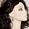 Turquoise Blue Stone Heart Topaz Crystal Gold Earrings