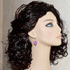 Purple Stone Heart Crystal Silver Earrings