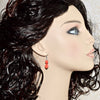 Orange Czech Flower Heart Glass Bead Crystal Silver Earrings