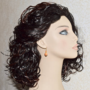 Orange Glass Balls Crystal Gold Earrings