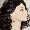 Pink Stone Cross Crystal Silver Earrings