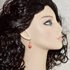 Orange Glass Balls Crystal Silver Earrings