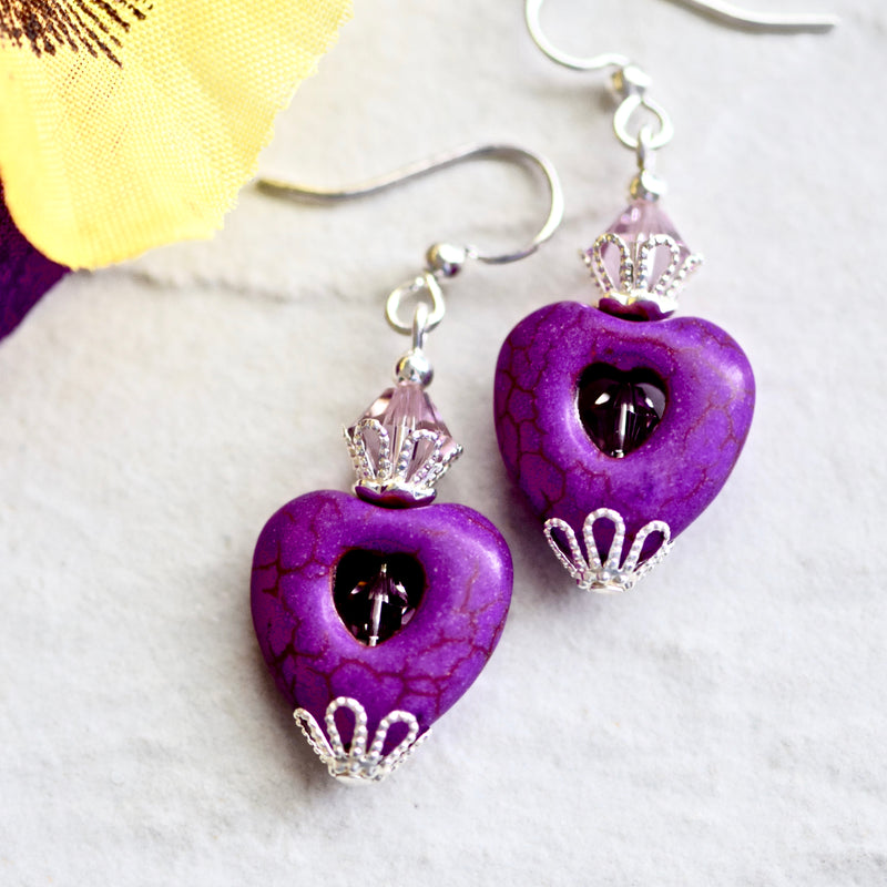 Aluminum Purple(Stone) Floral Magenta Stone Hanging Earrings at Rs 240/pair  in Mumbai