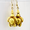 Yellow Sea Turtle Stone Crystal Gold Earrings