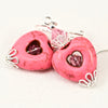 Pink Stone Heart Crystal Silver Earrings