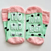 You Hold The Kiwi To My Heart Pink Green Non Slip Crew Socks
