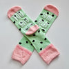 You Hold The Kiwi To My Heart Pink Green Non Slip Crew Socks