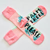 Palm Trees Please Pink Green Non Slip Crew Socks