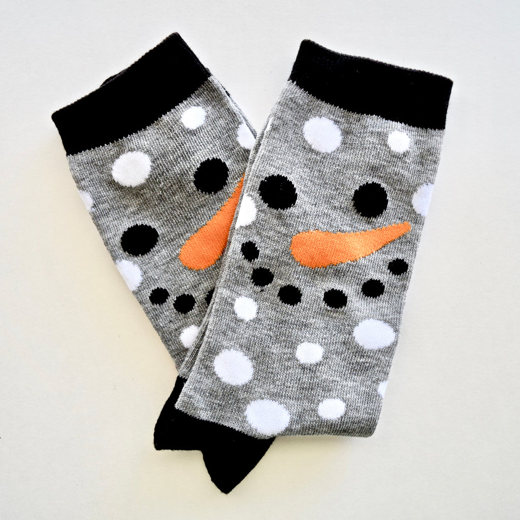 Snowman Face Carrot Nose Crew Socks