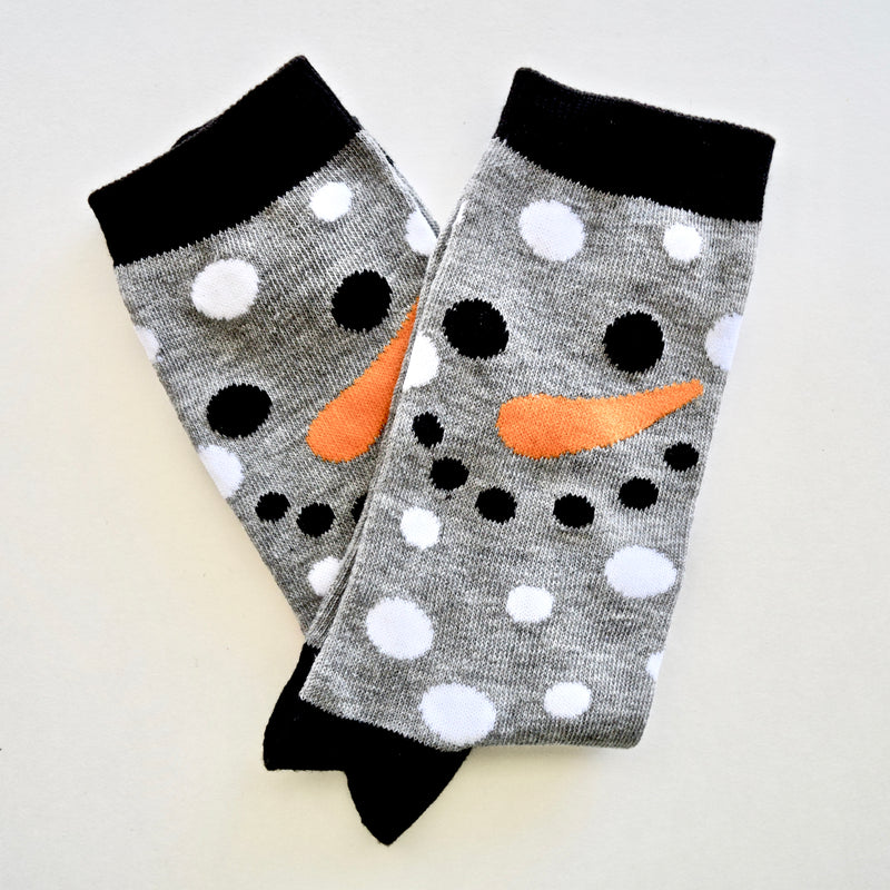 Snowman Face Carrot Nose Crew Socks