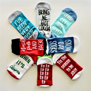 Wake Me Up When It's Christmas Red White Non Slip Crew Socks